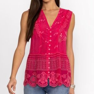 Johnny Was pink RODEO ANITTA BLOUSE in size medium